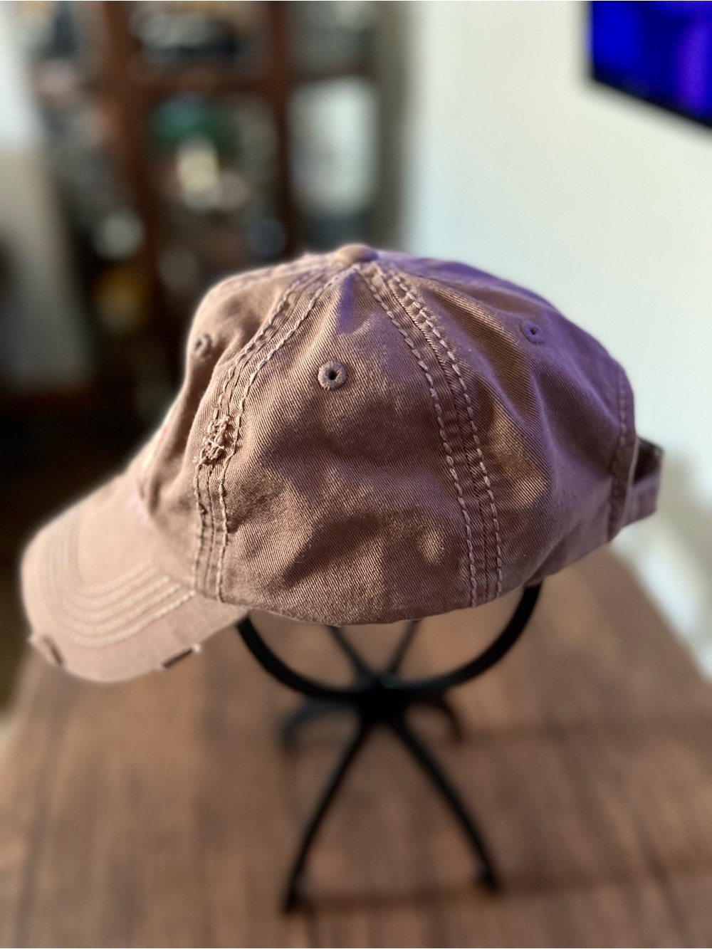 KBETHOS Vintage Brown 'Happy Camper' Embroidered Distressed Baseball Hat - Picture 2 of 6